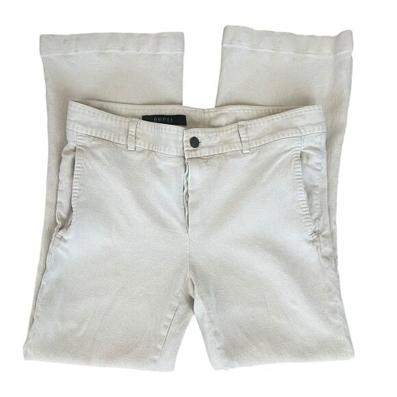Gucci Women’s Vintage Midrise Silk Off White Cream Cropped Trousers Pants Small - Picture 2 of 12